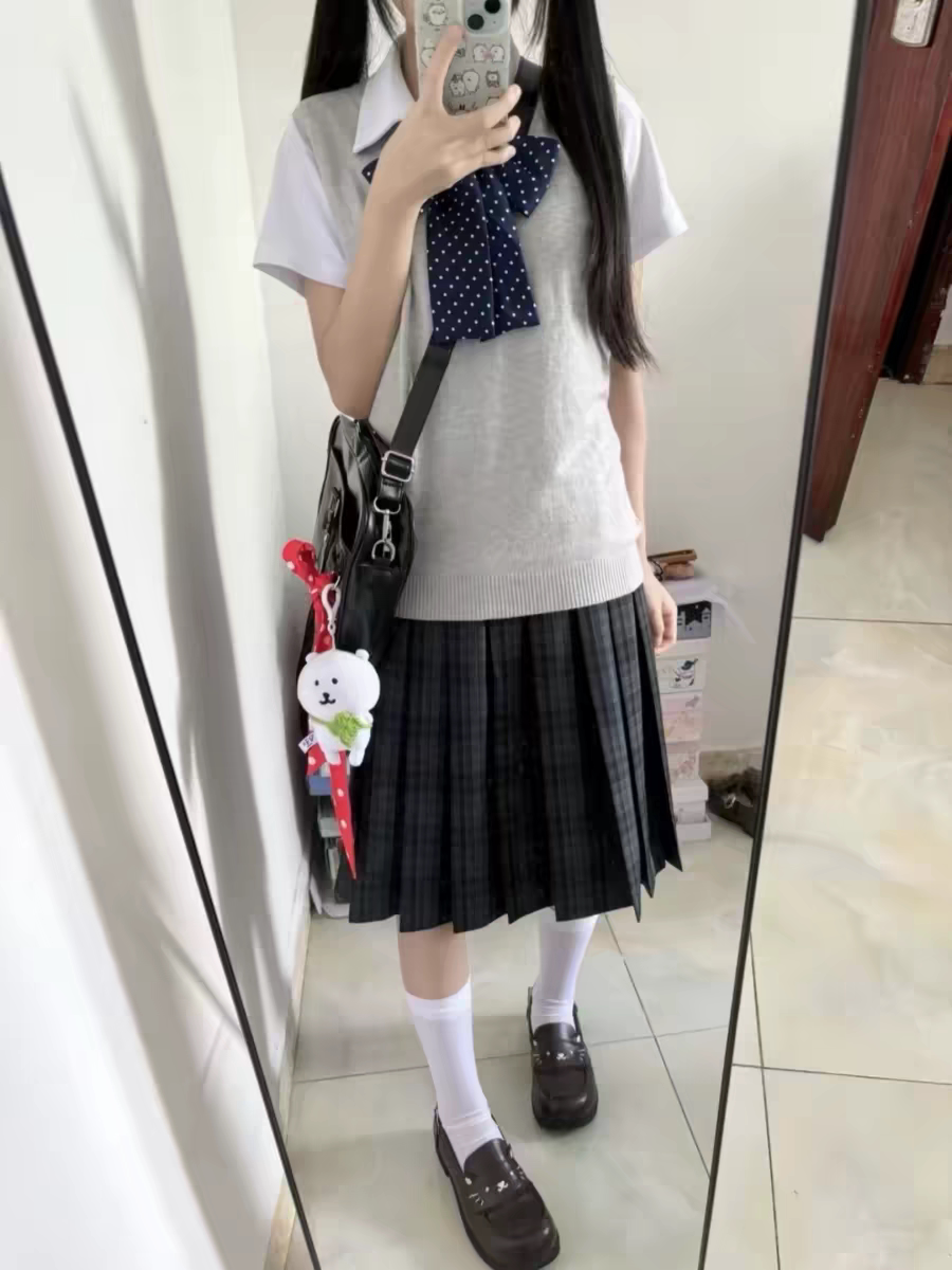 校供感Jk制服套装日系针织衫背心马甲学院风海苔中长裙优等生校服