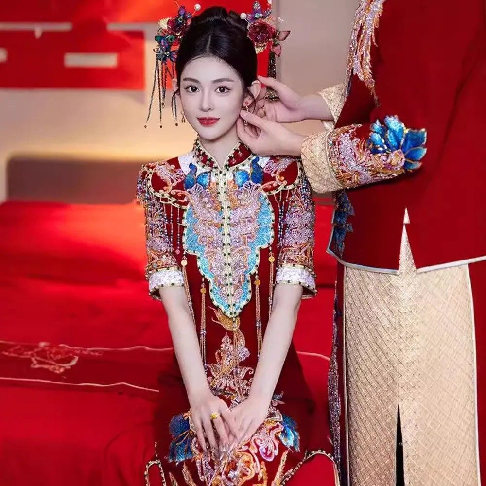 重工旗袍秀禾服2025新款新娘中式婚服结婚嫁衣出阁服敬酒服出嫁服