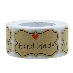 牛皮纸贴纸 “hand made” 手工制作感谢贴纸封口贴礼物装饰标签