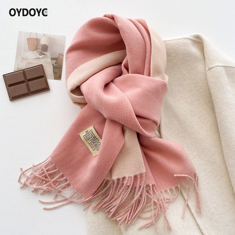 OYDOYC 冬天纯色仿羊绒围巾女冬季韩版加厚保暖学生情侣围脖披肩