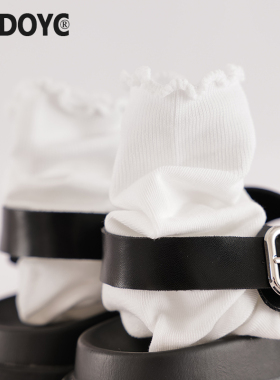 OYDOYC 木耳花边袜子女中筒袜夏季芭蕾风白色堆堆袜甜美长筒棉袜