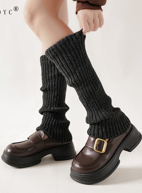 OYDOYC 加厚针织jk袜套袜子女春秋洛丽塔堆堆袜深灰色小腿袜腿套