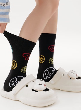 OYDOYC个性百搭黑色中筒袜女生无骨棉袜日系小众潮流潮袜长袜棉袜