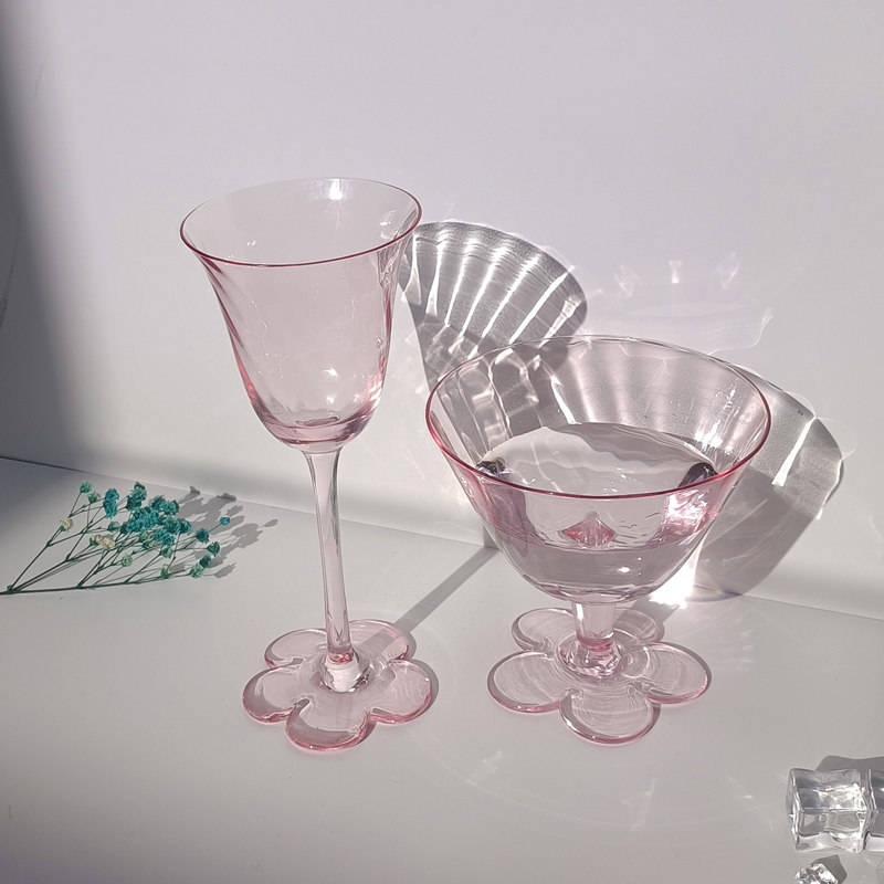水晶红酒杯高脚玻璃杯小众透明花朵洋酒杯冰激凌杯欧式家用中古杯,餐饮具,异形/个性酒杯,淘宝优惠券,粉丝福利购,淘宝优惠卷