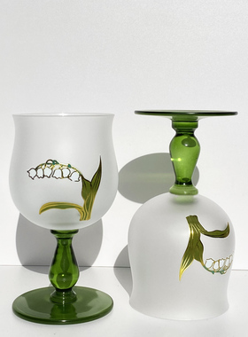 复古铃兰杯中古高脚杯高档红酒杯生日结婚礼品家用高颜值玻璃杯子