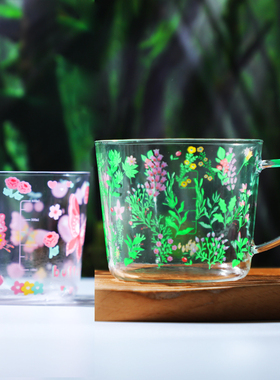 小清新玻璃杯高颜值喝水杯女办公室耐热泡茶杯牛奶早餐杯子ins风