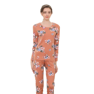 意大莱女士中老年印花纯棉内衣套装秋衣秋裤棉毛衫保暖内衣5043