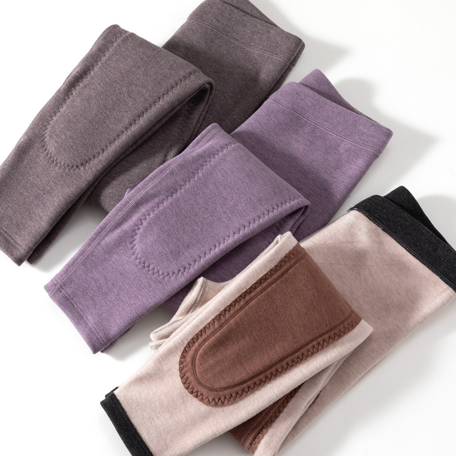 意大莱女士冬季高腰加绒加厚驼绒羊绒蛋白贴护七特保暖裤3791