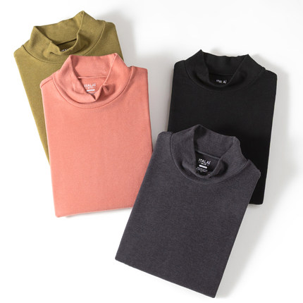 意大莱女士中厚半高领羊毛小羊绒打底秋衣长袖保暖衣家居睡裤1747