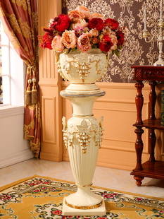 罗马柱子摆件客厅高档奢华大花瓶陶瓷落地花瓶插花艺装 欧式 饰花盆