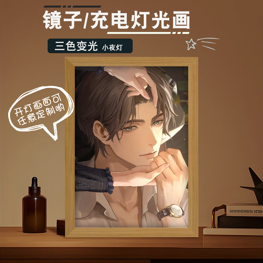二次元周边世界之外易遇动漫相框镜子灯光画生日礼物小夜灯可定制