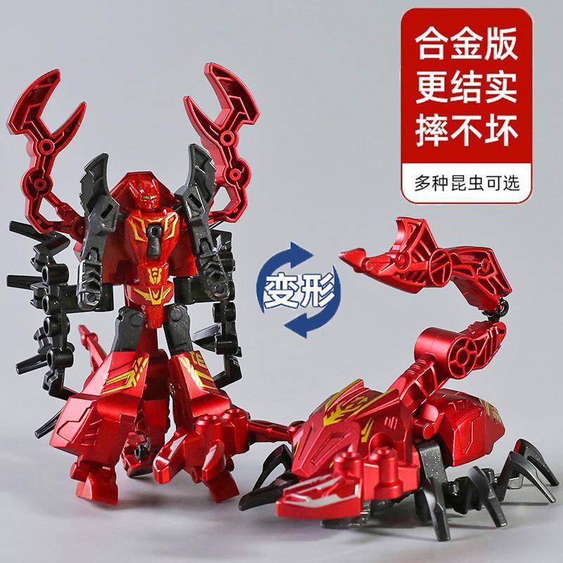 合金机甲螳螂玩具变形机甲昆虫 儿童机器人变形合体昆虫战队