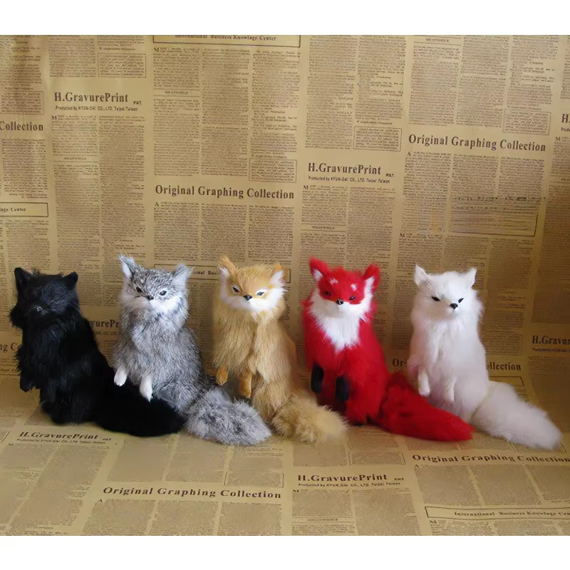 仿真狐狸动物摆件狐狸赤狐兔皮狐狸摆件白色狐狸仿真狐狸