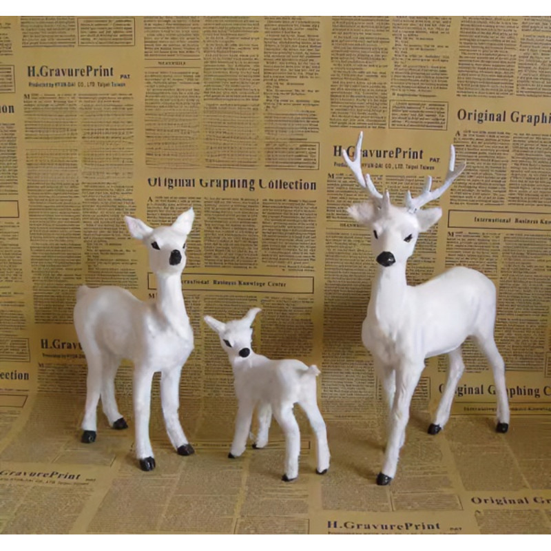 装饰工艺婚庆礼品阳台窗台花园盆景装饰家居摆件仿真白鹿梅花鹿