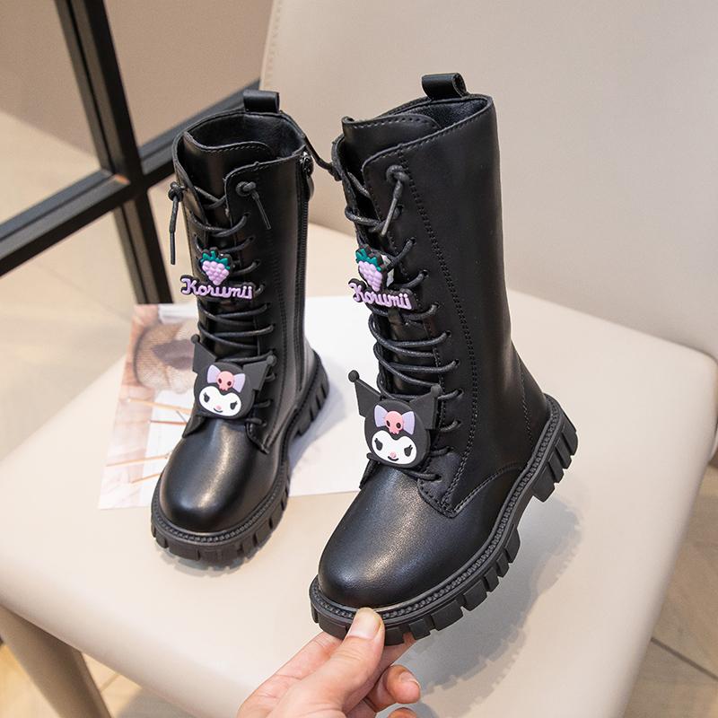 女童靴子加绒高筒长靴秋冬新款