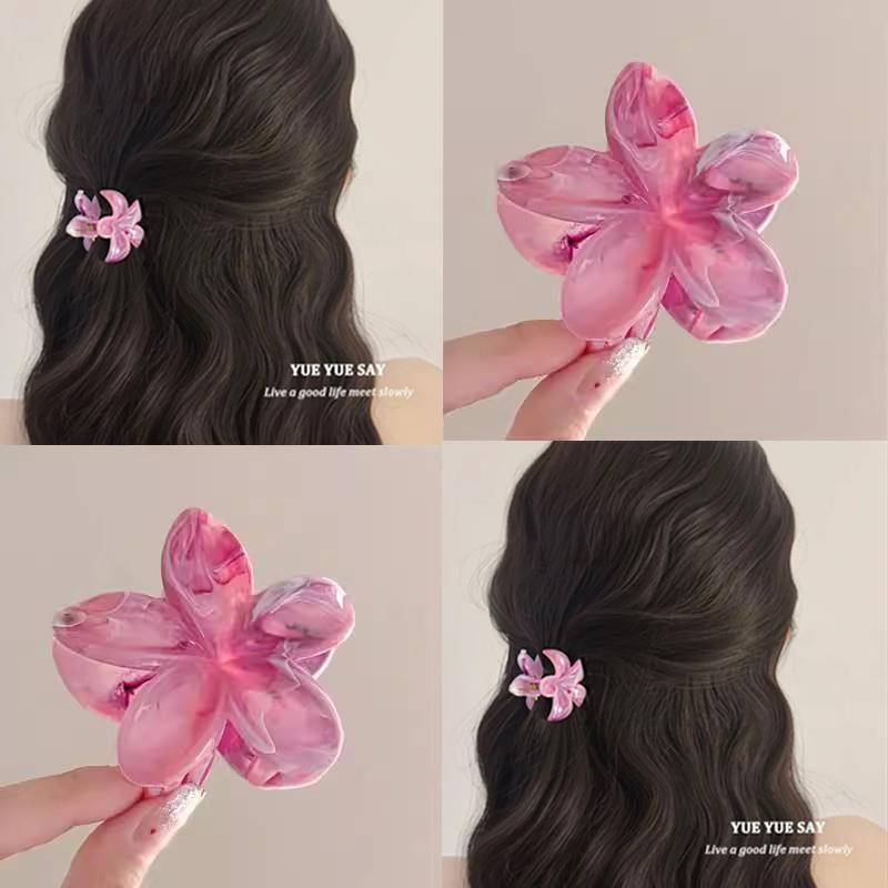 粉色浪漫！鸡蛋花抓夹！花朵发抓头饰甜美盘发鲨鱼夹高品质发卡