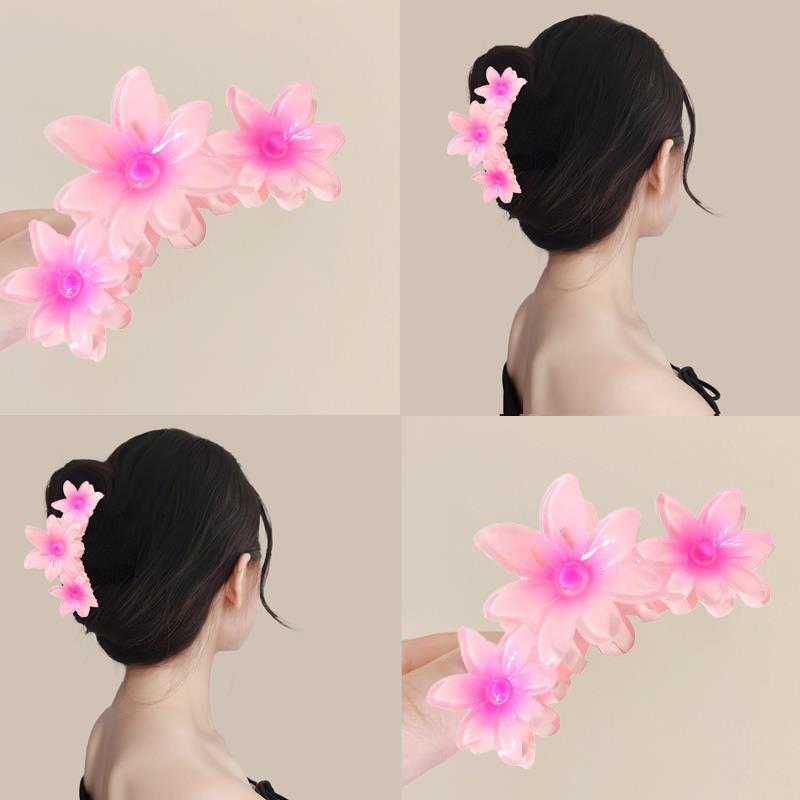 洋红魅力！鲨鱼夹发夹女后脑勺盘发抓夹鸡蛋花头饰发饰高级感饰品