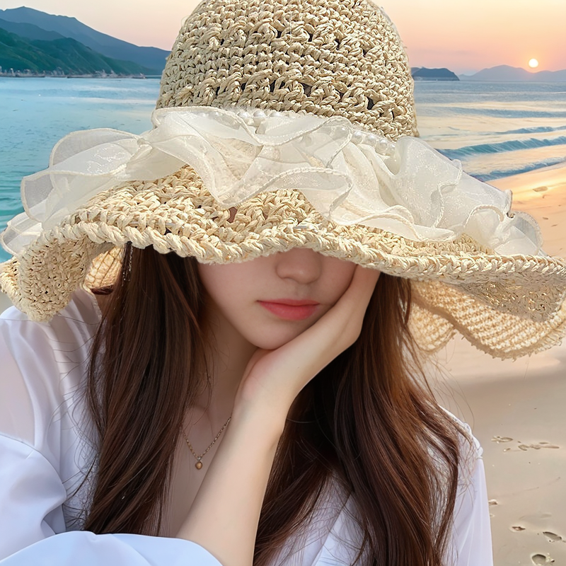 日系气质蕾丝大帽檐显脸