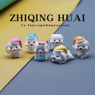 独立盲袋迷你微缩戴帽子呆萌小白兔子可爱卡通动物公仔模型玩具摆