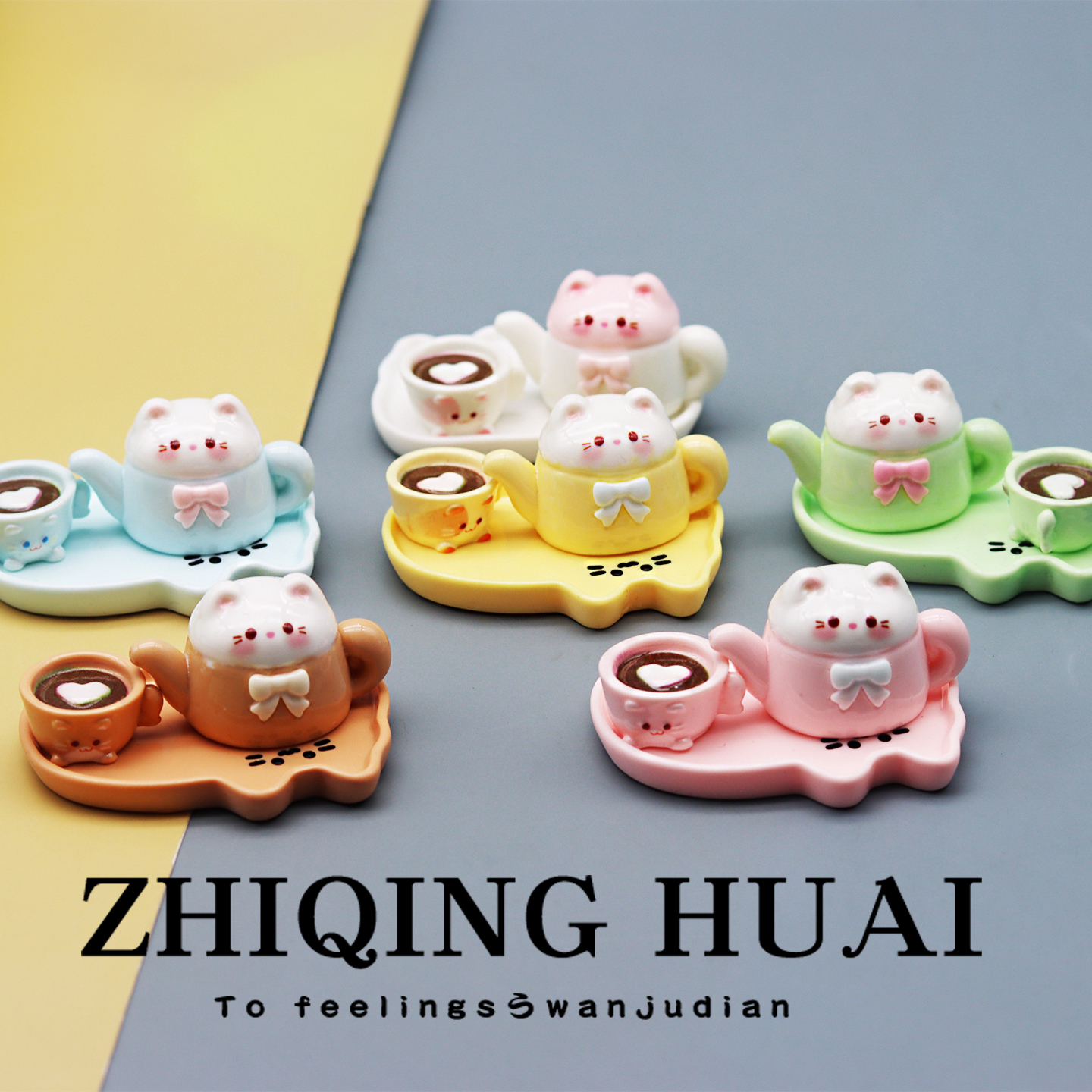 独立盲袋迷你仿真小猫茶壶盘杯子