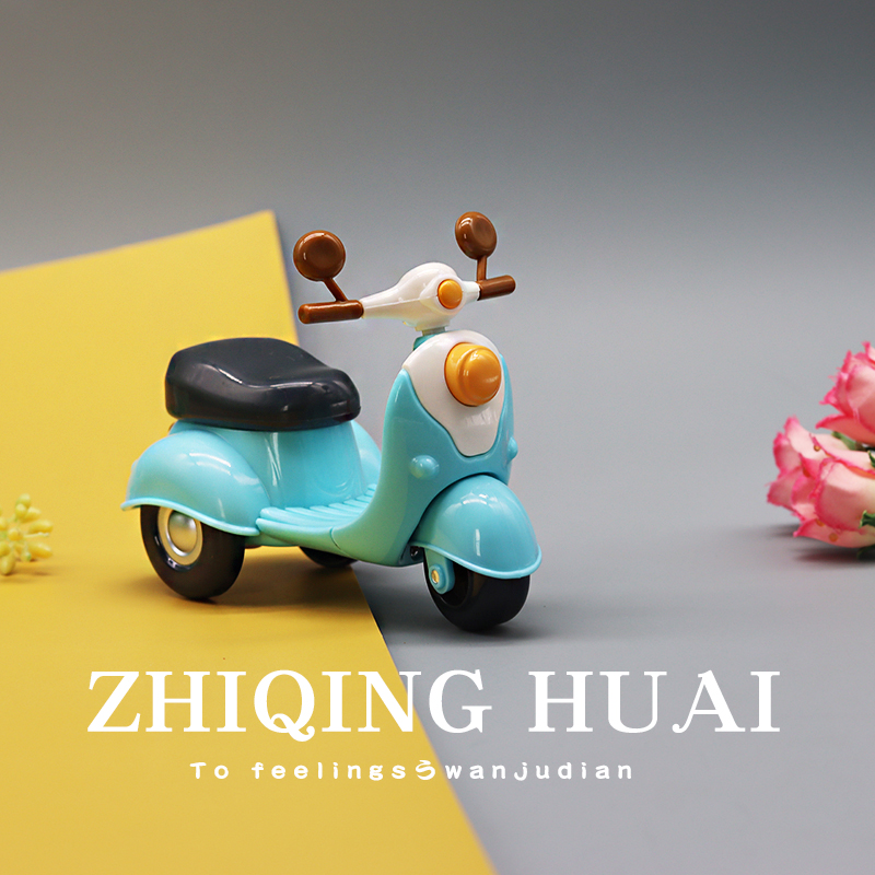 日系风摩托车过家家玩具车轮可动