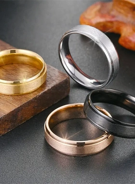 流行时尚钛钢戒指 6mm双边球亚光简约小众情侣指环韩版气质手饰品