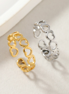 镂空正反桃心爱心开口钛钢