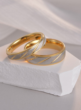 情侣对戒双色钛钢戒指4/6mm