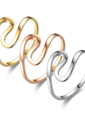 s弯曲形柔美不锈钢戒指