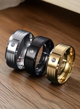 时尚钛钢戒指镶钻个性