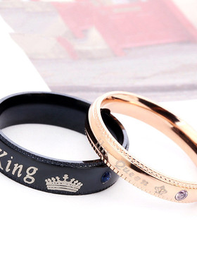 不锈钢指环KINGQUEEN镶钻对戒