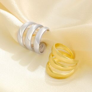 欧美ins风流行开口光面钛钢戒指 百搭指环跨境手饰品 三环素圈时尚