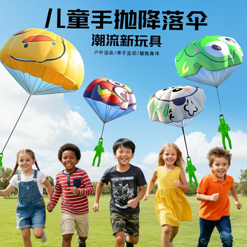 儿童手抛降落伞户外玩具小朋友公园男孩飞伞宝宝亲子互动游戏运动