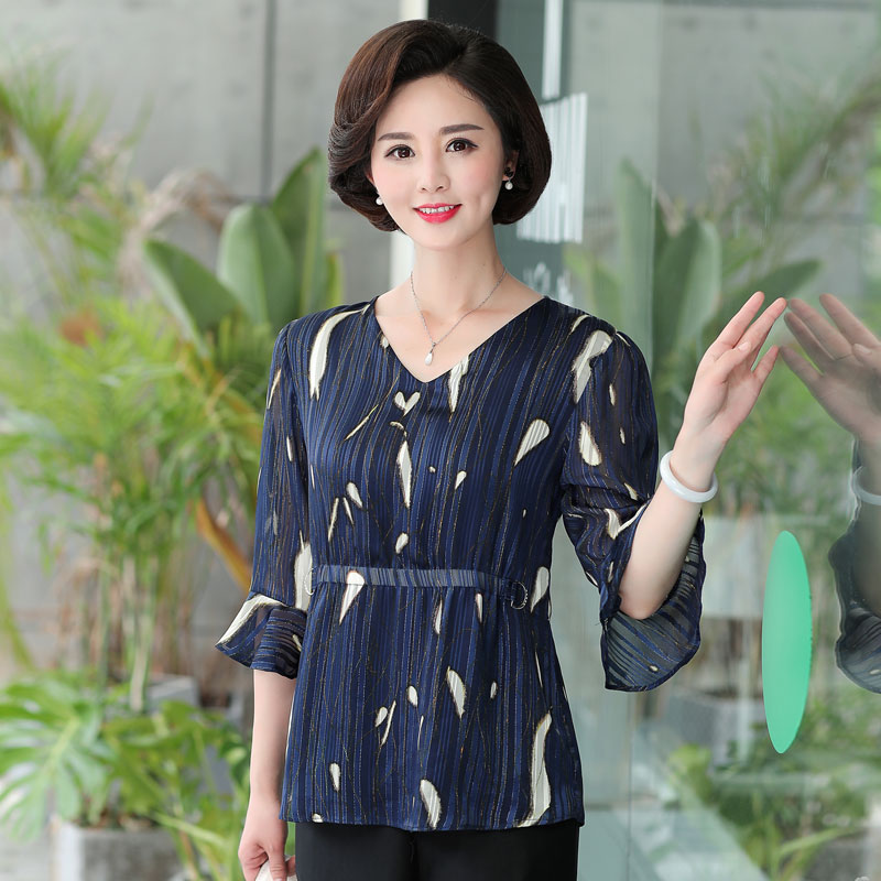 中老年女装夏装新款裤子上衣两件套组合中年妈妈装夏季中袖套装