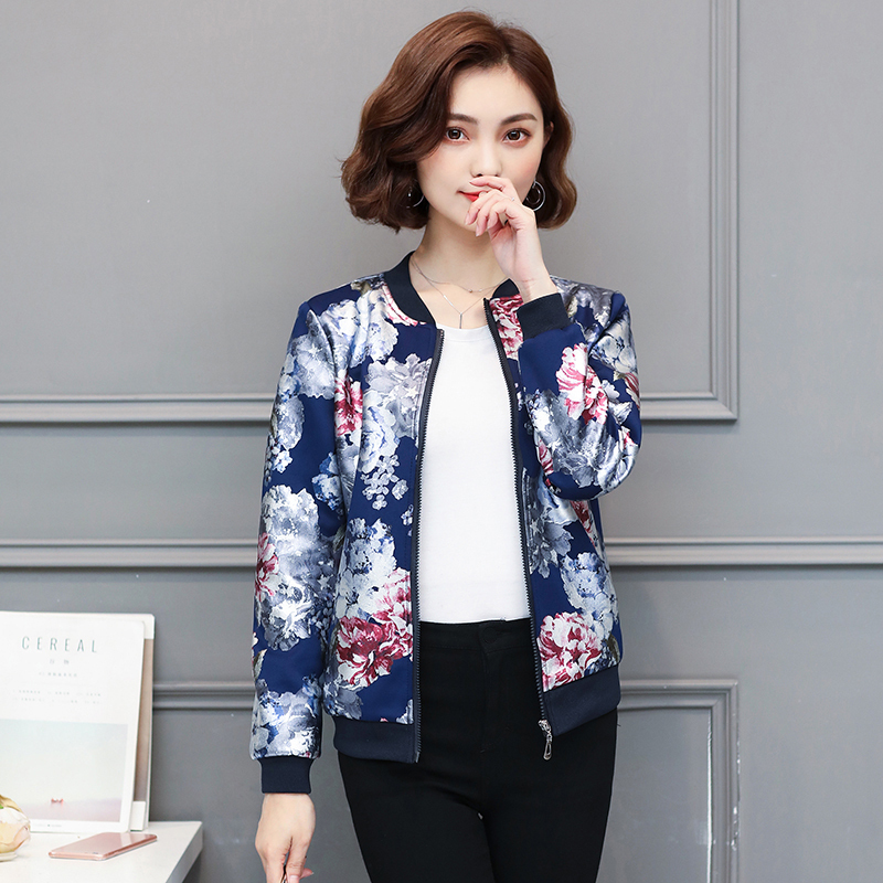 中老年女装春装新款夹克中年妈妈装女士春秋长袖时尚棒球服外套
