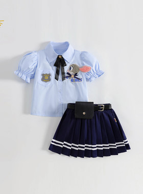 女童两件套jk兔子警官生日公主裙