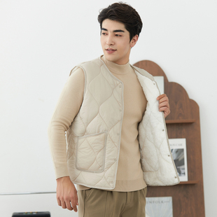羊羔绒羽绒棉马甲男短款加绒加厚秋冬季保暖背心打底内胆内穿坎肩
