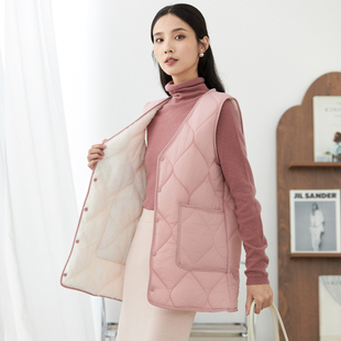 羽绒棉马甲女中长款秋冬加绒打底内胆保暖背心内穿坎肩羊羔绒外套