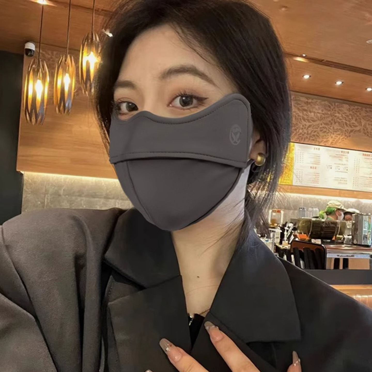 口罩女秋冬季2025新款高颜值保暖加绒3D立体骑行防寒防风护脸面罩