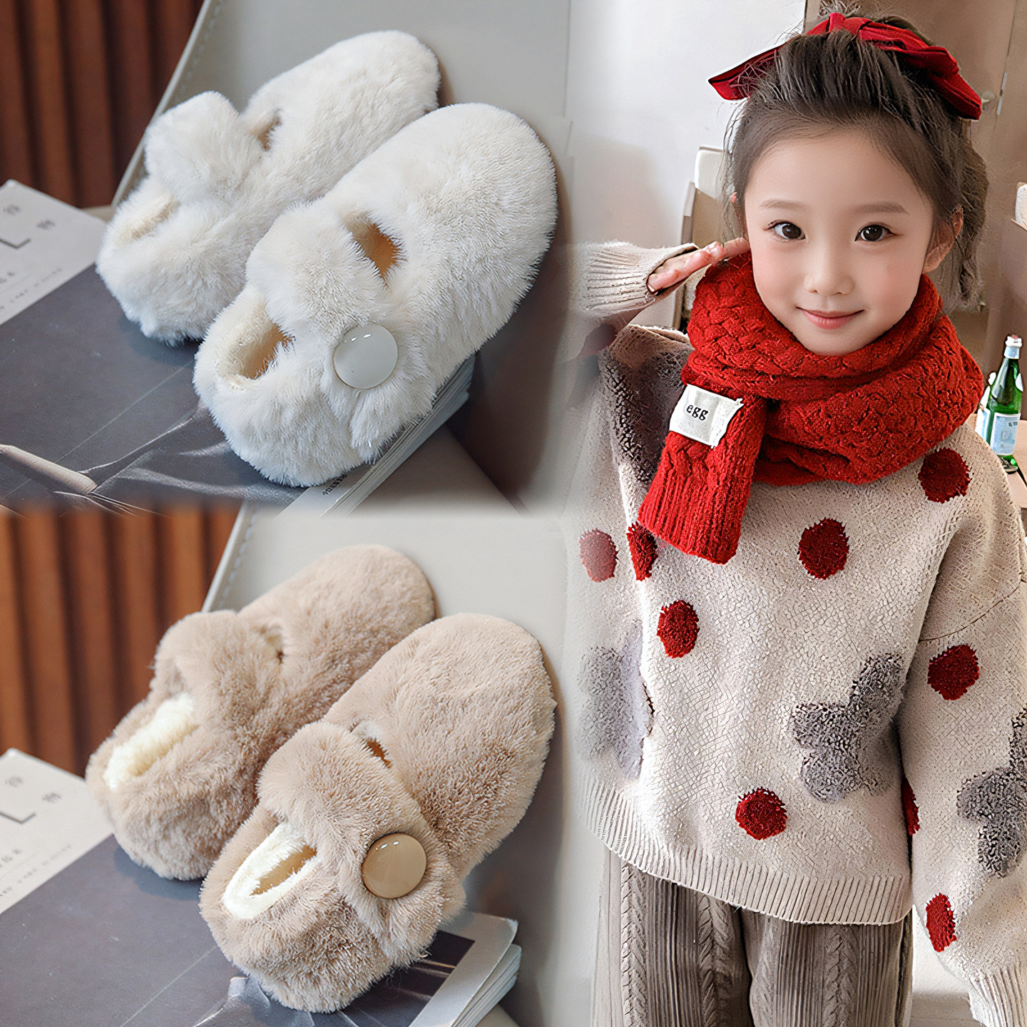 女童毛毛鞋2025冬季新款加绒保暖儿童棉鞋女孩棉拖防滑宝宝豆豆鞋,童鞋/婴儿鞋/亲子鞋,棉鞋,淘宝优惠券,粉丝福利购,淘宝优惠卷