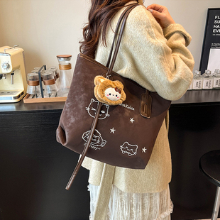 2026新款 单肩包质感大容量休闲百搭通勤包包 卡通印花托特包女时尚