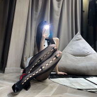 Pure desire bow, white stockings, female Lolita, JK cream white lace cutout stockings, sexy black silk pantyhose thumbnail 7
