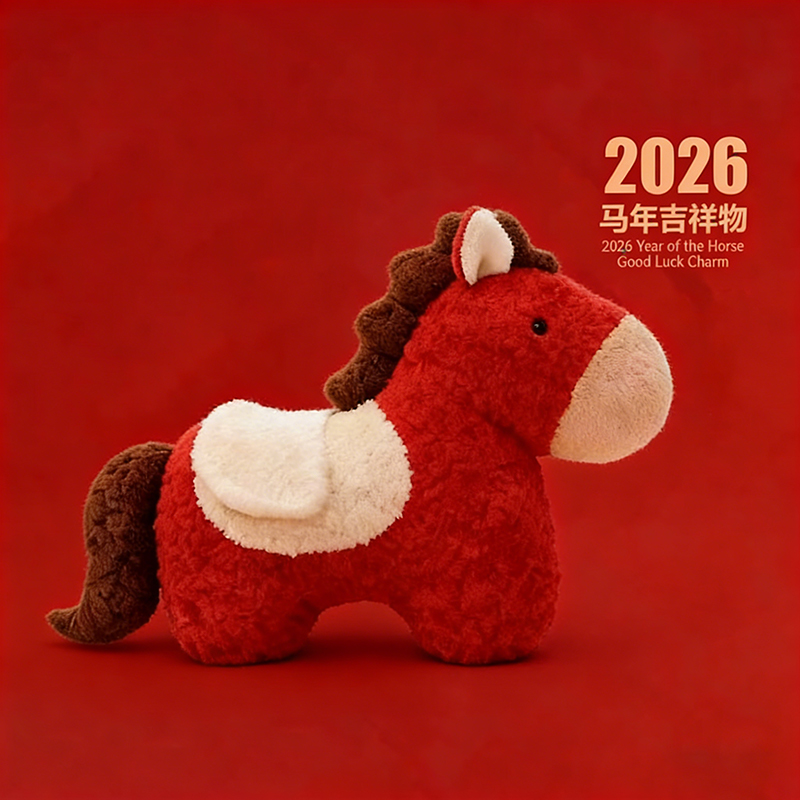 新年创意马年抱枕可爱毛绒玩偶沙发客厅春节装饰摆件新年车载靠枕
