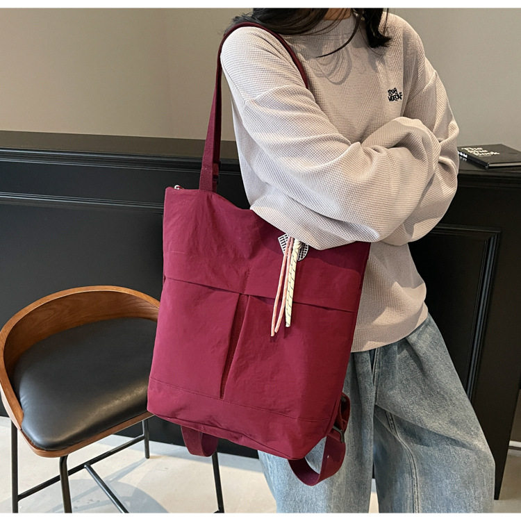 2025新款双肩包男女通勤多用手提包纯色简约单肩包学生大容量背包