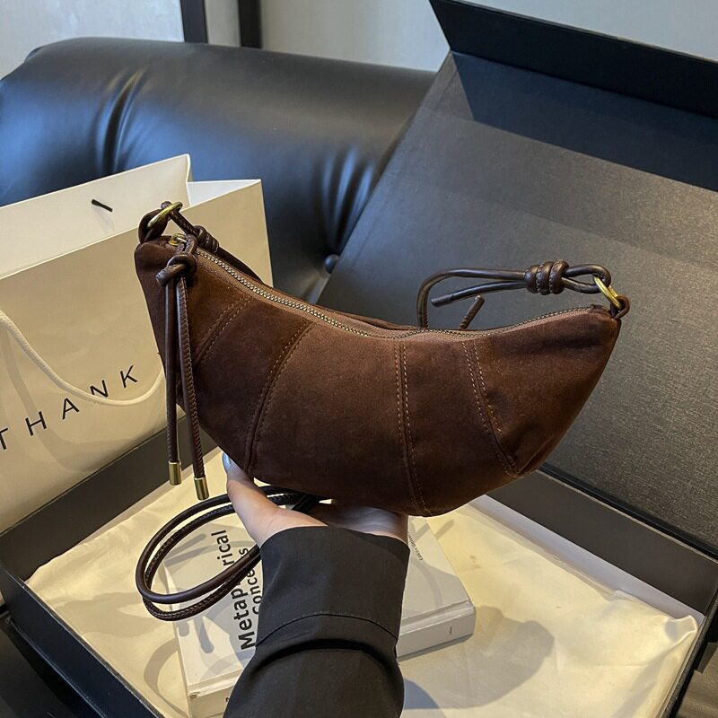 时尚豹纹牛角包小众流行复古唯美腋下包2025新款单肩斜挎包包女包