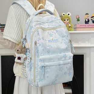 2026新款学生书包初高中生女生大容量星星印花双肩包韩版小众背包