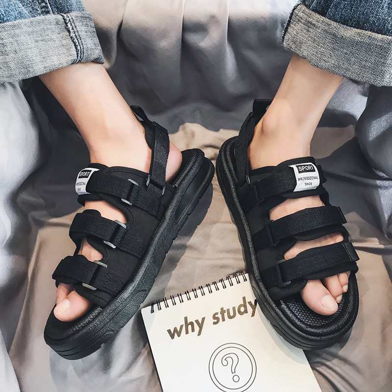 SANDALS MENS 2024 NEW SUMMER WEAR THICK-SOLED CASUAL TEEN DRIVING SPORTS BEACH INS TRENDY SHOES