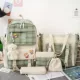 Японский зеленый комплект, подвеска, ранец, пенал, сумка-органайзер, картхолдер, сумка, с медвежатами