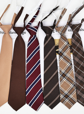 jk领带女款配饰懒人学院风咖啡棕色领结学生休闲衬衫红酒色DK男生