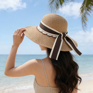 法式 海边沙滩度假云南大理遮阳防晒帽大帽檐太阳帽子 草帽女春夏季